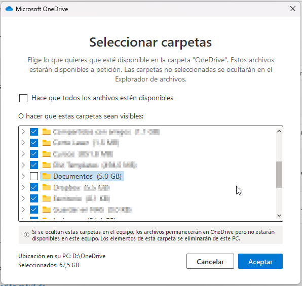 quitar carpeta documentos de OneDrive quitar carpeta documentos de OneDrive