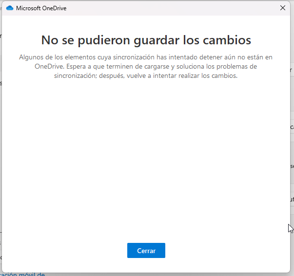 no se pudieron guardar los cambios de OneDrive no se pudieron guardar los cambios de OneDrive