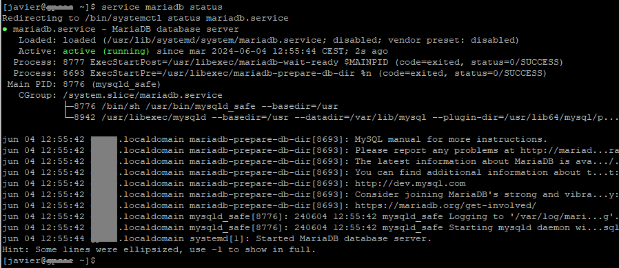 arrancar mariadb arrancar mariadb