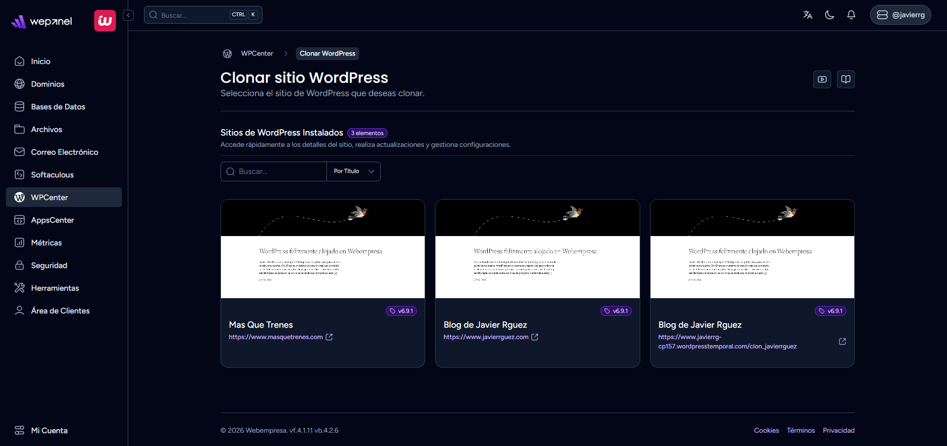 clonar wordpress con webempresa clonar wordpress con webempresa