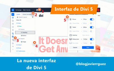 La nueva interfaz de Divi 5