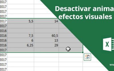 Desactivar animaciones y efectos visuales en Excel