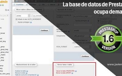 La base de datos de Prestashop ocupa demasiado