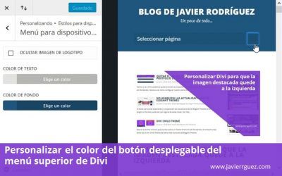 Cómo cambiar en Divi el color del botón del menú superior