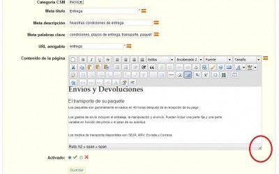 Ampliar el tamaño del editor TinyMCE de Prestashop