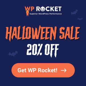 Plugin WP Rocket para WordPress Descuento 20% en WP Rocket Halloween 2023
